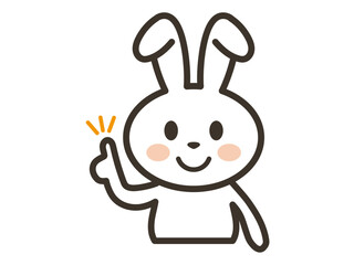 ポイントを説明するかわいい白うさぎの上半身イラスト