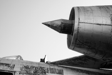 Detail of an old abandoned military plane	