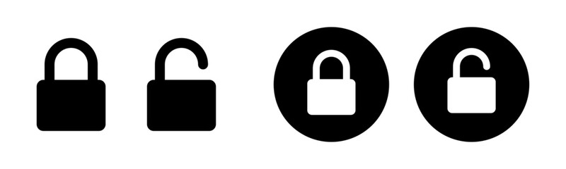 Lock and unlock padlock icon representing security, privacy, access control, or data protection.