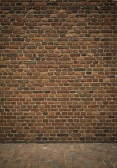 Realistic Photo of a Brown Brick Wall with Textured Surface and Light