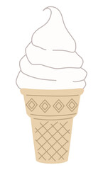 かわいいソフトクリームのベクターイラスト。デザート