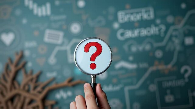 Question mark and root cause analysis concept. symbolizing analysis and problem-solving. solution


