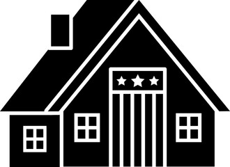 Patriotic House for the Fourth of July. 
USA House Residence SVG.
House decorated 4th of july vector silhouette.
Good for DIY,craft, greeting card,poster, banner, leaflet.
Transparent background. 