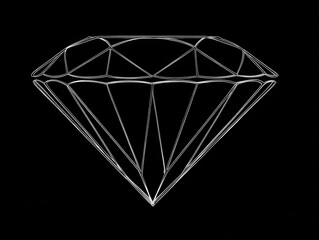 diamond shadow silhouette, black and white, simple illustration, isolated