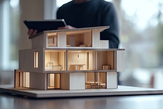 Wooden model house, architectural design