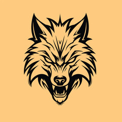 Wolf Head Vector - Aggressive Tribal Wolf Head Vector Design for Tattoo, Logo, and Graphic Artwork
