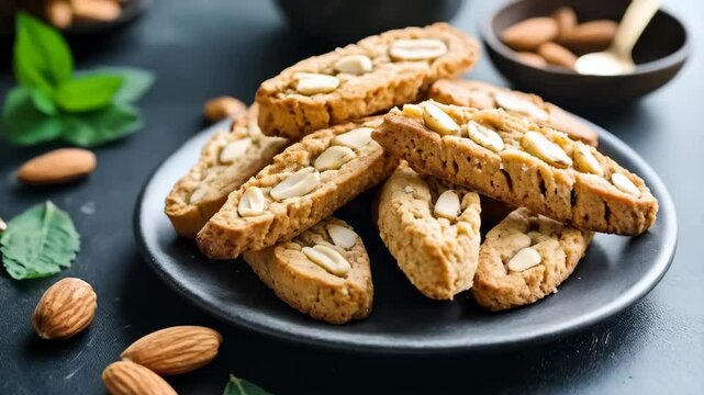  italian biscotti cookies with nuts on the table 
