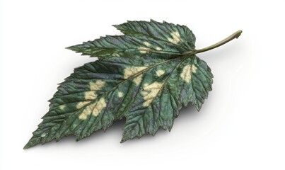 Variegated leaf isolated on white background, botanical illustration