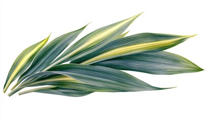 Variegated leaves, green and yellow, isolated, white background, nature design