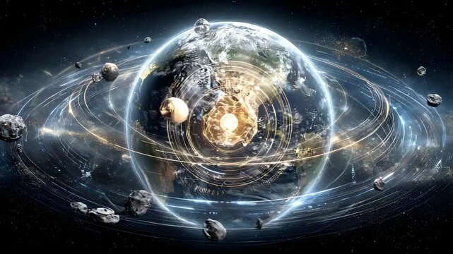 Symbolic Representation of Crypto Core Inside Planet Earth Earth digital crypto core design, digital finance Earth core, crypto network inside Earth planet Decentralized Finance Flow in Global Digital