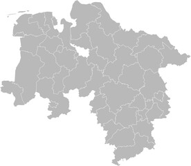 Lower Saxony, Germany – administrative vector map with district boundaries (Web Mercator projection, PPT-compatible & fully editable)