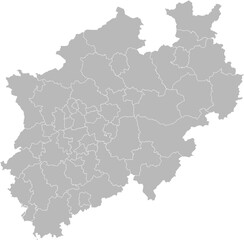 North Rhine-Westphalia, Germany – administrative vector map with district boundaries (Web Mercator projection, PPT-compatible & fully editable)