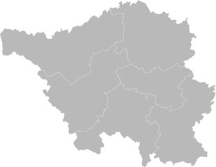 Saarland, Germany – administrative vector map with district boundaries (Web Mercator projection, PPT-compatible & fully editable)