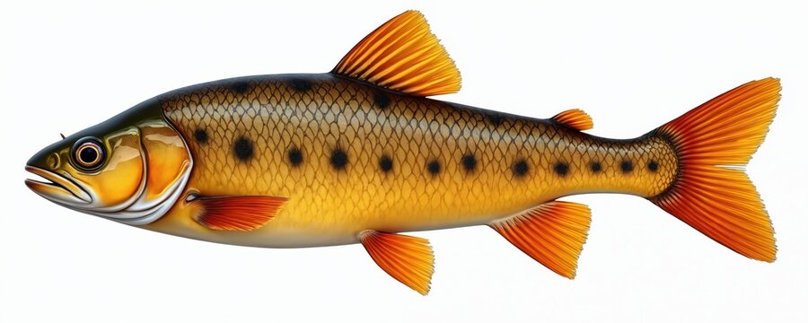 Detailed illustration of fish displaying vibrant colors, intricate patterns. Aquatic animal illustration, ideal for education materials, nature enthusiasts, fish lovers. Underwater world, freshwater,