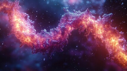 Glowing, twisted strand in deep space against a backdrop of blurred stars