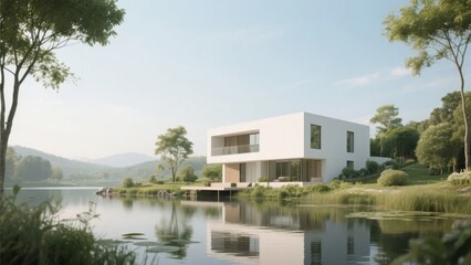 Obraz premium Modern House by the Lake