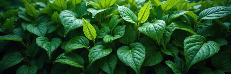 Green leaves background. Natural fresh foliage background. Dense fresh green leaves for eco products design, organic nature, wallpaper, floral pattern for website background, spring season. Leaf