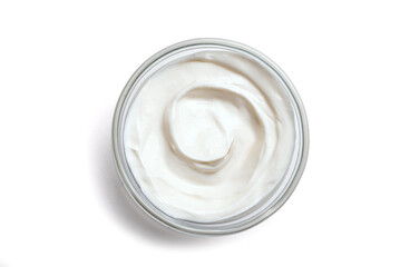 Bowl of Greek Yogurt isolated on white background