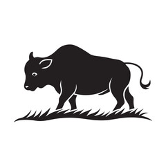 Bison Calf Hopping Happily Silhouette Vector