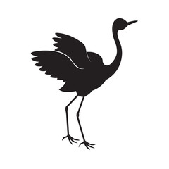Crane Chick Flapping Wings Silhouette Vector