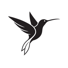 Hovering Hummingbird Motion Flight Silhouette Vector