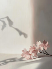 minimalist composition featuring a branch of cherry blossoms. It would also work well as a decorative piece, a background for text, or inspiration for floral or spring-themed projects.