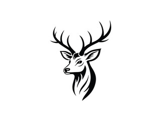 Elegant Deer Head Silhouette – Majestic Wildlife Vector Art