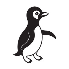 Waddling Penguin Chick Walking Silhouette Vector
