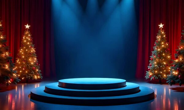 Empty Podium in Festive Surroundings