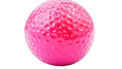 Pink golf ball, dimpled surface