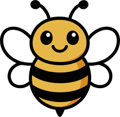 Cute Smiling Bee Cartoon Vector