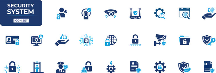 Security system Icon set. Solid icon collection