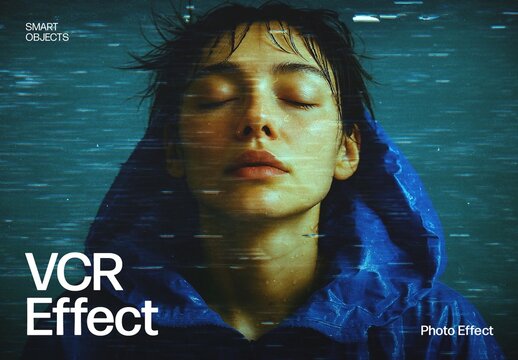 VCR Glitch Photo Effect Template