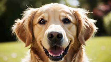 Obraz premium Golden Retriever Joy: A Close-Up Portrait of a Happy and Friendly Dog