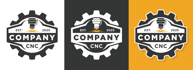 Set of laser cutting logo emblem cnc machine vector design template illustration isolated