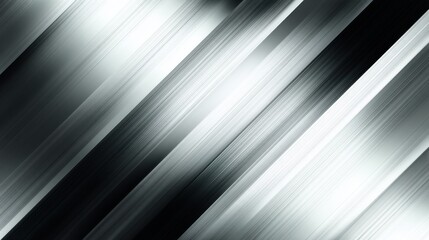 Diagonal, blurred, metallic stripes in shades of gray and white create a dynamic, modern abstract texture. Soft, light reflecting surfaces