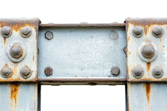 Rusted metal beam with blank plate