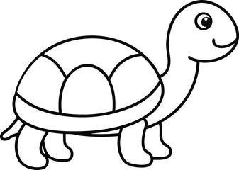 funny turtle cartoon line art
