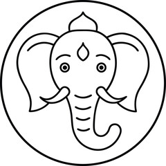 baby elephant cartoon line art