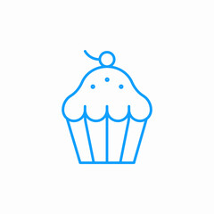 frosted cupcake cherry icon sign vector