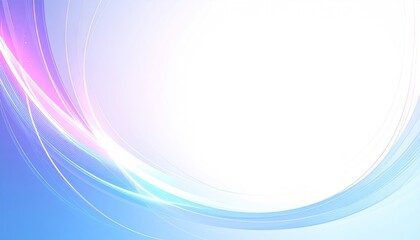 Obraz premium Ethereal curves of blue and pink light gracefully arch across a bright, airy white space