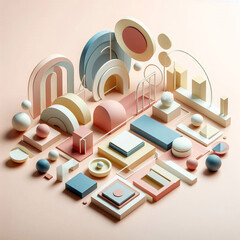 image, illustration, vector, 3d render of a set of different shapes, abstract floral background, seamless tile pattern, cross on the wall, abstract vector background, set of green leaves, set of seash