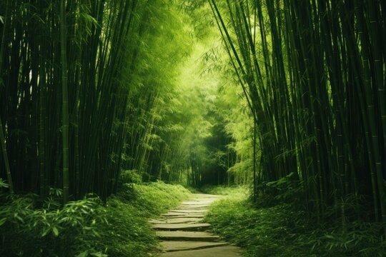 Fototapeta Bamboo forrest outdoors nature plant.