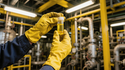 Analyzing a Yellow Fluid Sample in an Industrial Laboratory