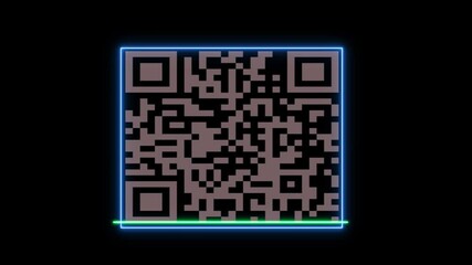 Glowing neon light animated barcode or qr code scanner, QR code scanner animation, QR code animation, Scan qr code icon 4k video - Powered by Adobe