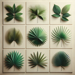 image, illustration, vector, 3d render of a set of different shapes, abstract floral background, seamless tile pattern, cross on the wall, abstract vector background, set of green leaves, set of seash