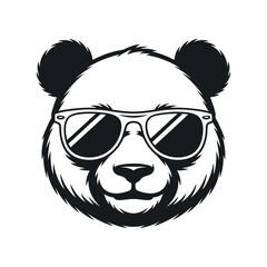 Cool Panda Face Wearing Sunglasses Vector Illustration