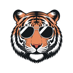 Cool Tiger Head Wearing Sunglasses Stylish Vector Illustration