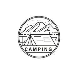 camping logo design with tent outline