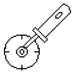 Fototapeta premium pixel pizza cutter for effortless slicing with a sleek line art design